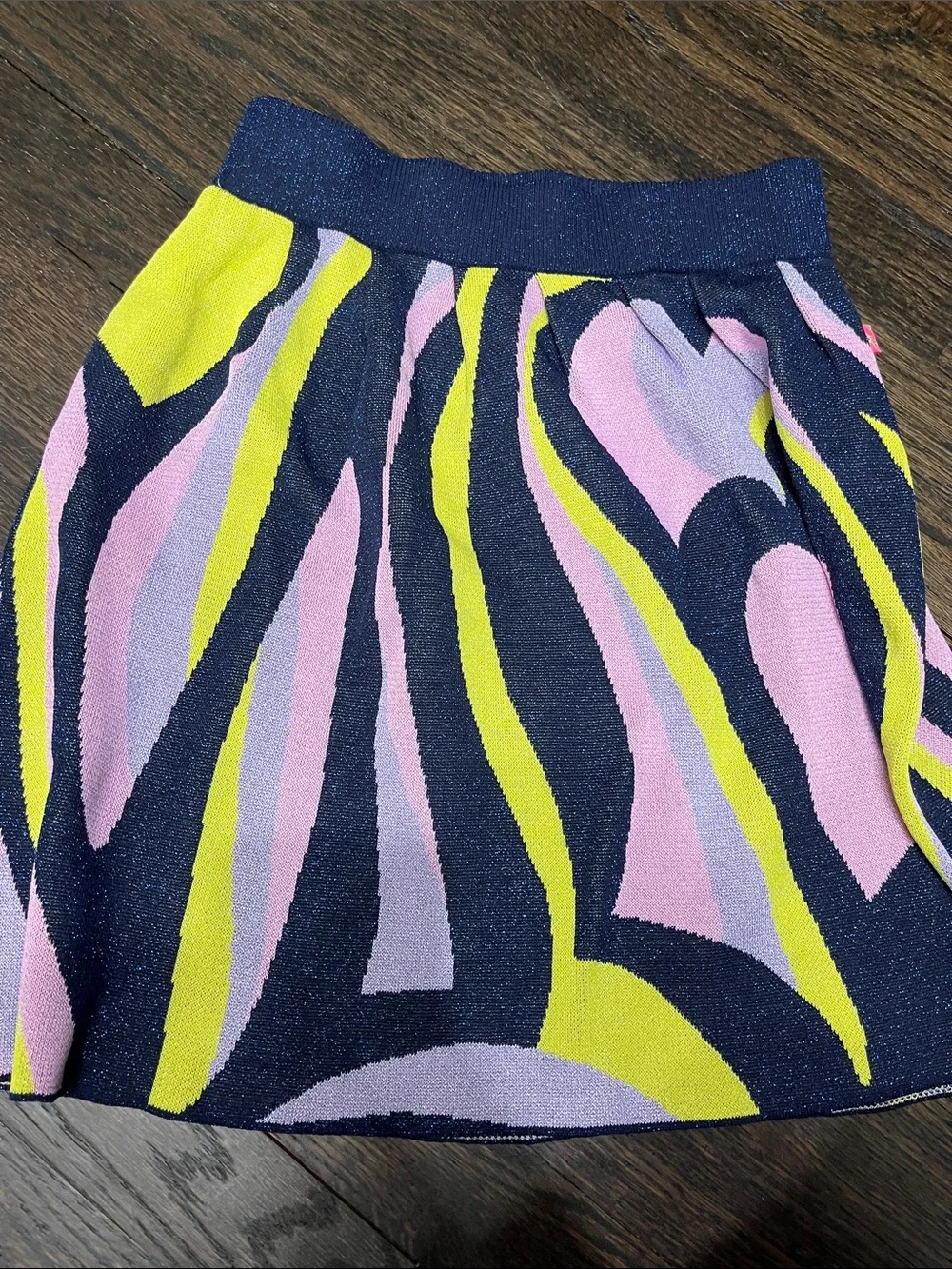 Billieblush Navy and Pink Glitter Knit skirt and sequin T shirt set